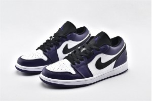 Air Jordan 1 Low Court Purple Black White 553558 500 Womens And Mens Shoes  